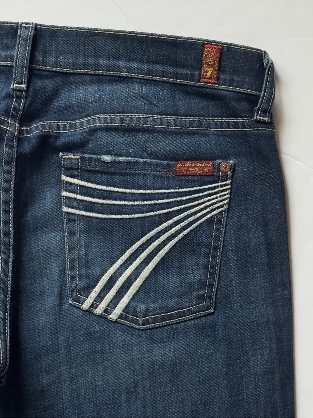 7 For All Mankind Dojo Jeans Womens 30 Flare Wide Leg Boho Dark Wash Denim - Picture 3 of 13
